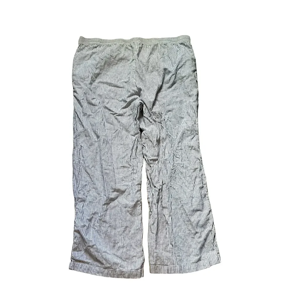H&M Linen Blend Women’s Striped Blue and White Pajama Pants
